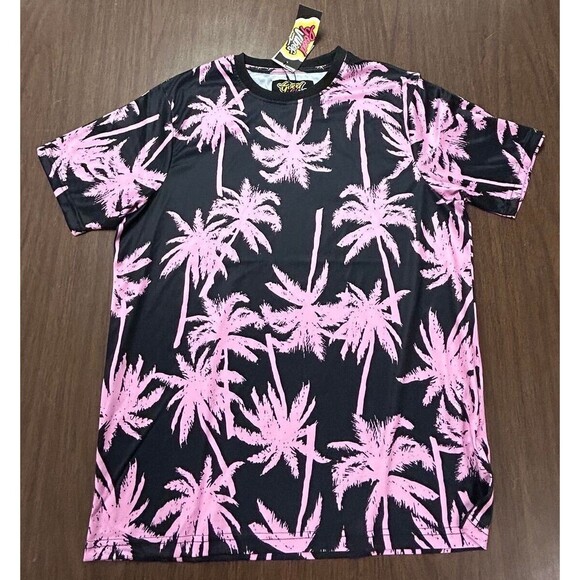 NEW Palms Swaying Good Vibes Men's Size Medium Short Sleeve Tee Black Pink - Picture 5 of 9
